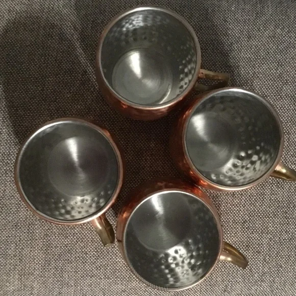 Hammered Copper Mugs with Brass Handles, set of 4. - Picture 5 of 9